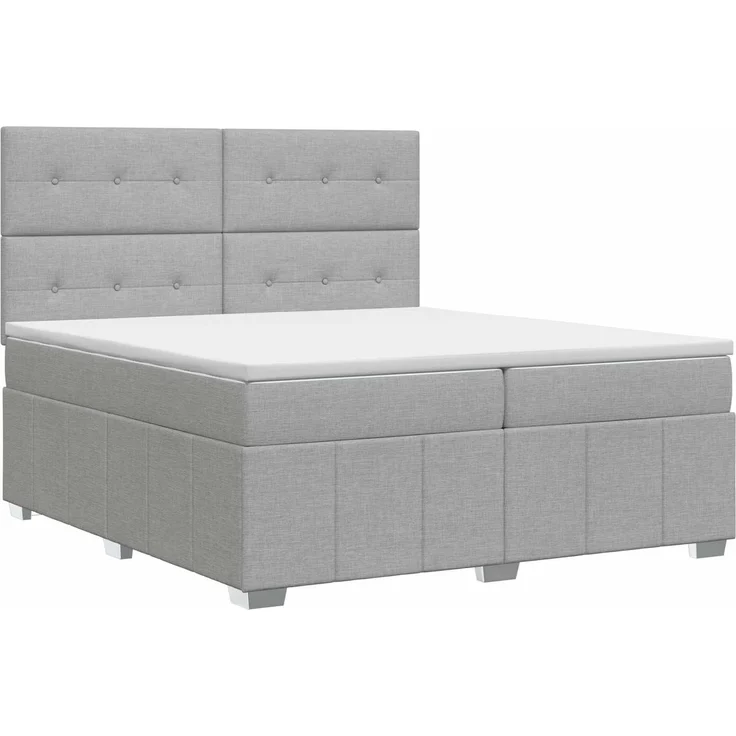 vidaXL Boxspringbett mit Matratze Hellgrau 200 x 200 cm Stoff 3454218 – Bild 2