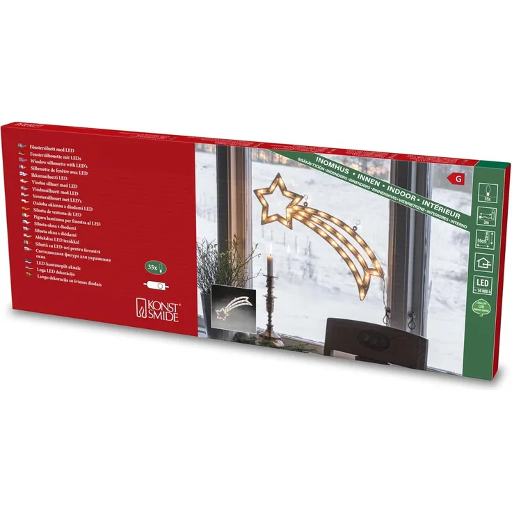 LED Fensterdeko Komet - Weihnachtsbeleuchtung - 35 warmweiße LED - H: 22cm - weiß