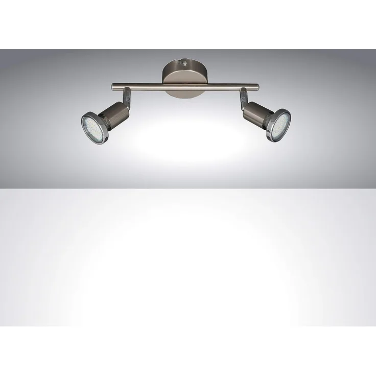 TRANGO LED Deckenspots, 2-flammig 2935-022 LED Deckenleuchte FINNO in Edelstahl-Optik inkl. 2x 3 Watt GU10 LED Leuchtmittel I Deckenlampe I Deckenstrahler I Deckenspots, Wohnzimmer Lampe schwenkbar und drehbar