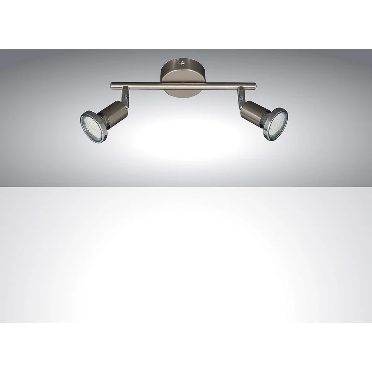 TRANGO LED Deckenspots, 2-flammig 2935-022 LED Deckenleuchte FINNO in Edelstahl-Optik inkl. 2x 3 Watt GU10 LED Leuchtmittel I Deckenlampe I Deckenstrahler I Deckenspots, Wohnzimmer Lampe schwenkbar und drehbar