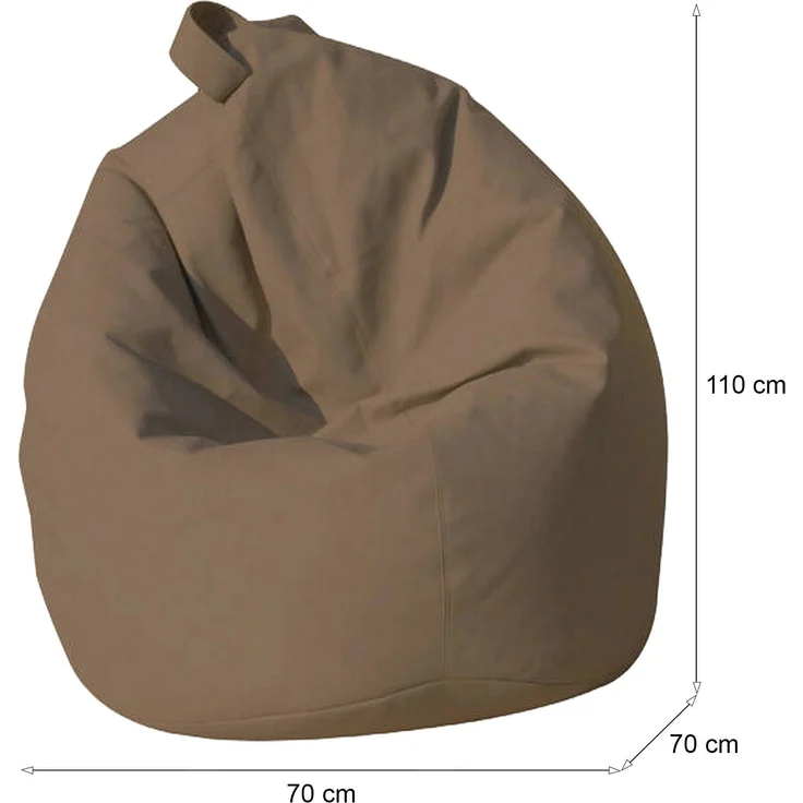 Dmora Pouf Azelia, Mehrzwecksessel, Sitzsack, Hockerhocker, Made in Italy, 70x70 h110 cm, Beige – Bild 3