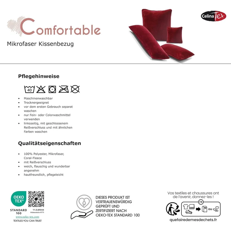 CelinaTex Kissenbezüge Comfortable Kissenbezüge Kissenhüllen 2er Set 40x40cm schwarz – Bild 6