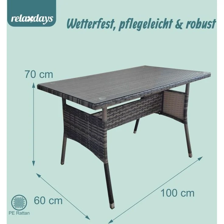 Gartentisch Rattanoptik mit Glasplatte 10053336_111 – Bild 4