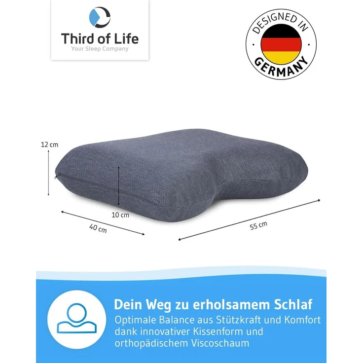 Seitenschläferkissen GIANFAR QuickDry mit Nackenbogen aus Visco Schaum mit Ultrafresh-Technologie – Bild 2