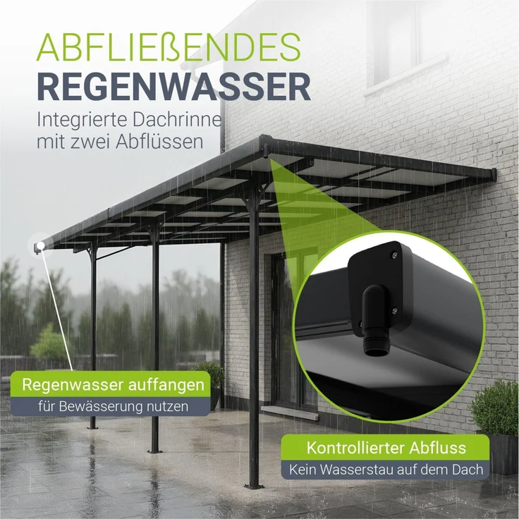 Juskys Terrassenüberdachung Borneo 4x3 m – Aluminium Terrassendach mit Doppelstegplatten Sonnenschutz Wandmontage Überdachung für Terrassen Anthrazit – Bild 3