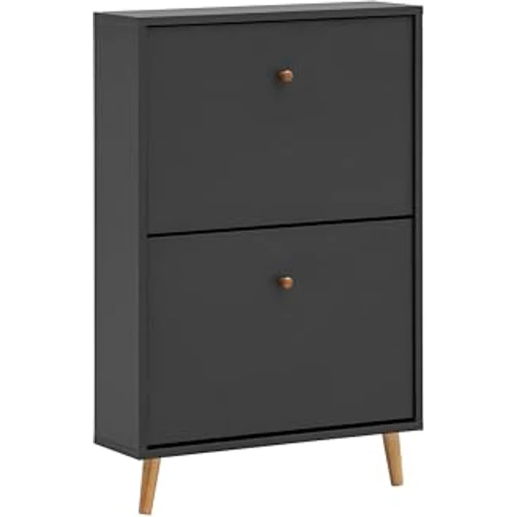 MID.YOU Schuhkipper, Anthrazit, massives Holz aus Eiche und Esche, 59.8x92.2x19.55 cm, stehend, Schuhaufbewahrung für die Garderobe – Bild 1