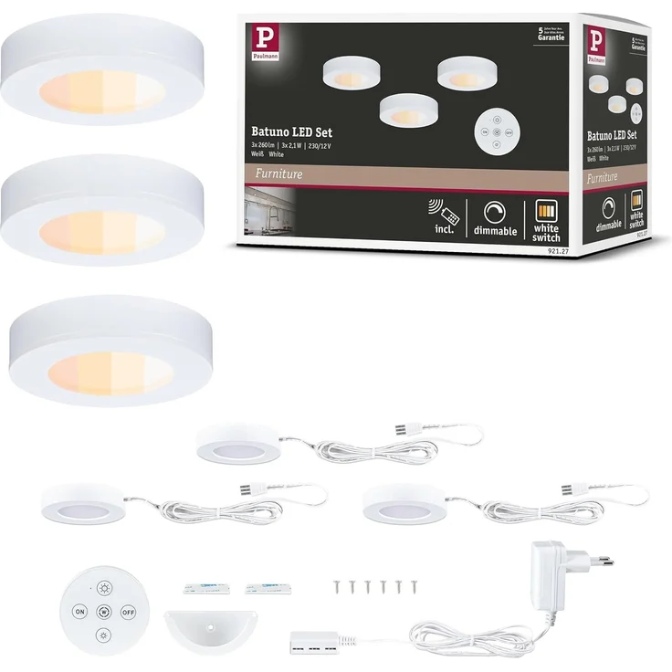 Paulmann LED Unterbauleuchte Batuno weiß Ø 7 cm TW 3er Set – Bild 1