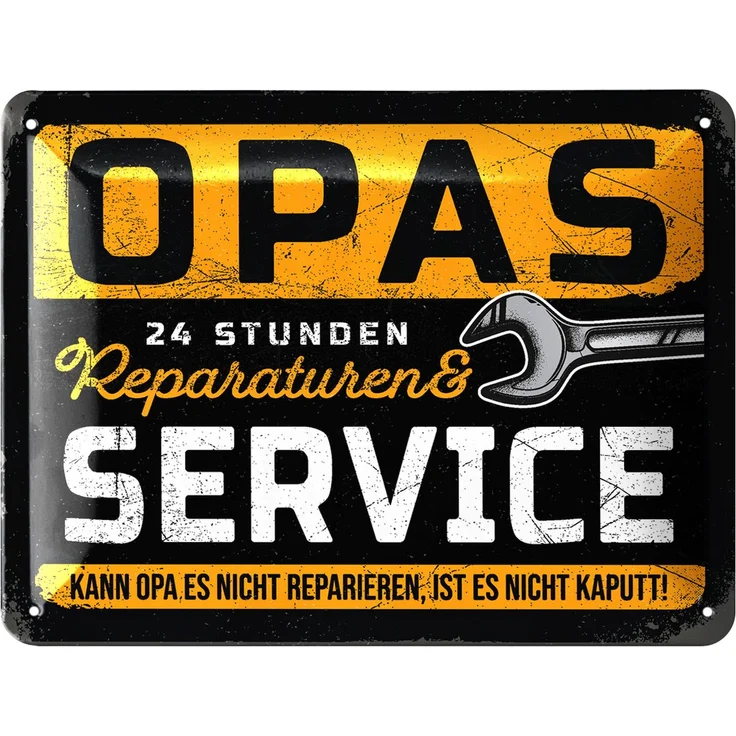 LANOLU Blechschild Opas Service & Reperatur - 15x20cm – Metall – Mehrfarbig – 15173 – Bild 1