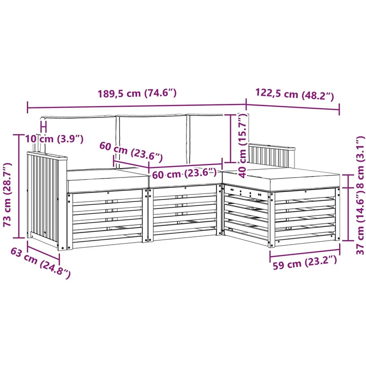 vidaXL Outdoor-Sofagarnitur 4 stk. 4-Sitzer Weiß und Anthrazit 3391632 – Bild 6