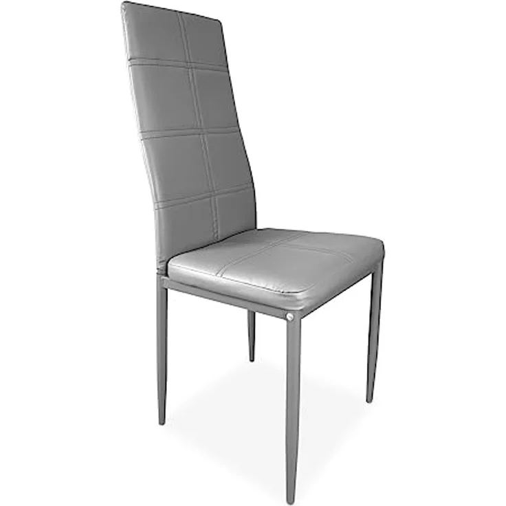 Homey Packung mit 6 gepolsterten Stühlen für Wohnzimmer, Esszimmer, grau, Modell Alva, Aluminium, 38,5 cm (B) x 40 cm (T) x 97 cm (H) – Bild 4