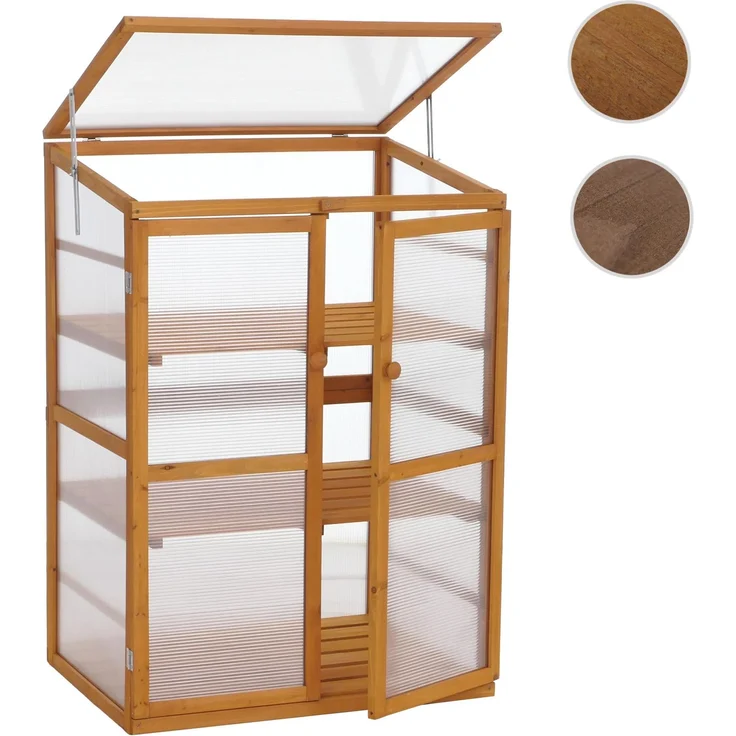 Gewächshaus HWC-Q13, Treibhaus Anzuchthaus Frühbeet Fenster verstellbar Holz FSC®-zertifiziert 110x76x57cm ~ natur – Bild 10