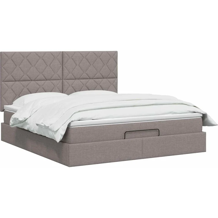 vidaXL Ottoman-Bett mit Matratze und LED Taupe 160 x 200 cm Stoff 3458170 – Bild 3