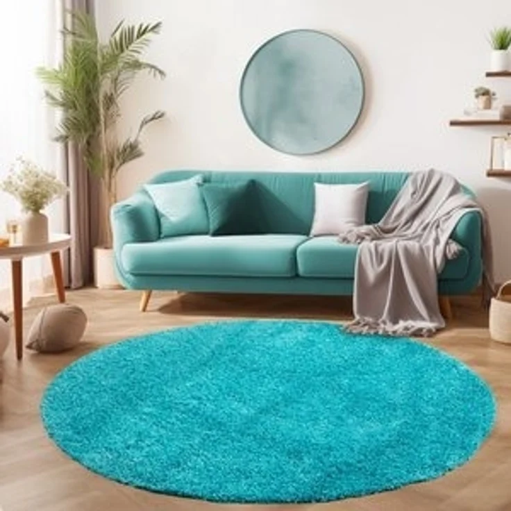 SIMPEX24 Teppich Unicolor - Einfarbig, Rund, Höhe: 30 mm, Einfarbig Shaggy Teppich Wohnzimmer Langflor Versch. Farben und Größen – Bild 6