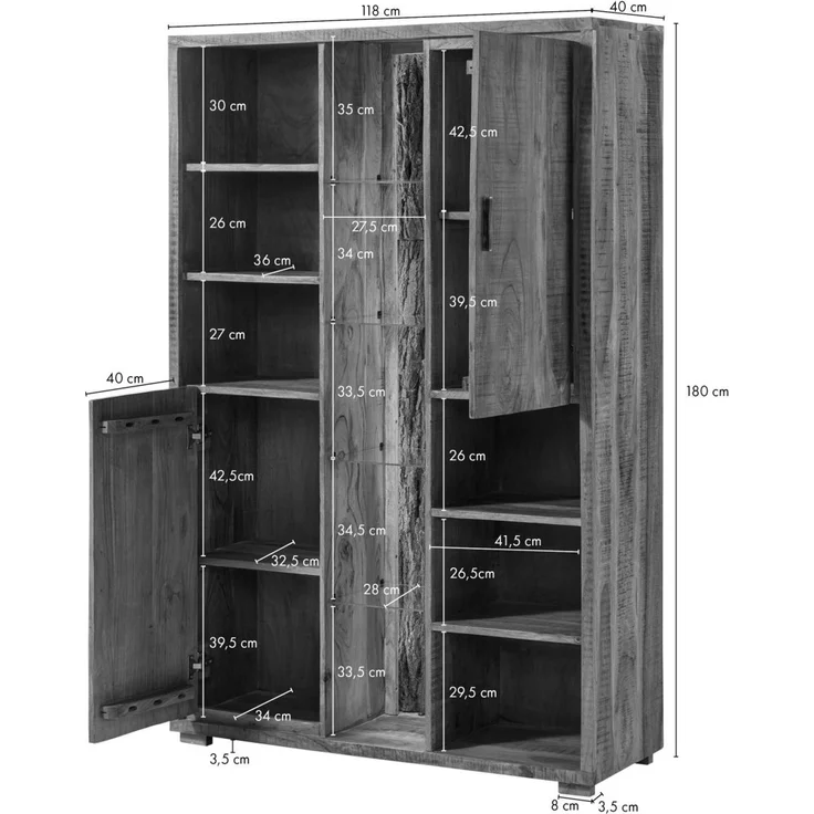 Schrank Akazie 118x40x180 natur lackiert BARK #101 – Bild 8