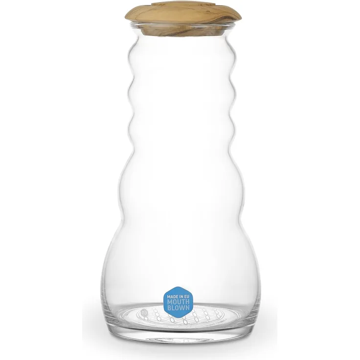 Krug Cadus Family 1,5l white - Blume des Lebens - Olivenholzdeckel - mundgeblasen