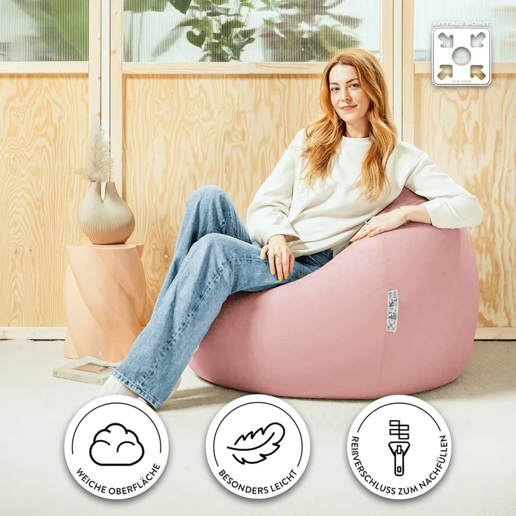Sitting Point Sitzsack Easy XXL ca. 300 Liter Altrose – Bild 6