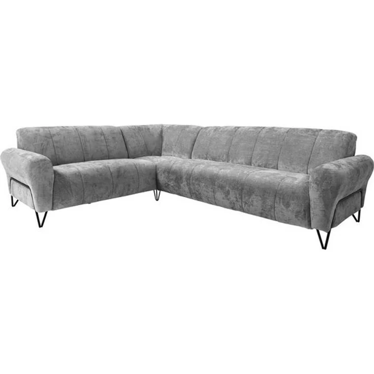 Beautysofa Ecksofa mit Metallbeine in schwarzer VOLARE L, mit höchstem Sitzkomfort, ohne Schlaffunktion – Bild 4