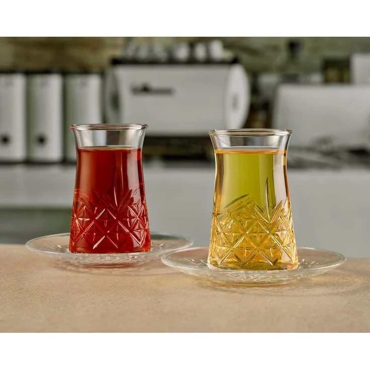 Pasabahce Timeless 96991 Teeglas Set 12 Teilig mit Untertassen 132ml aus Glas transparent – Bild 5