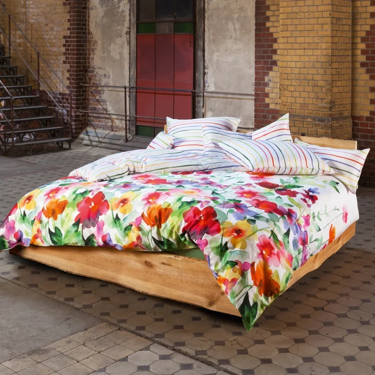 Estella Bettwäsche Aquarell 4703 985 multi Mako Satin 200 x 200 + 2x 80 x 80 cm – Bild 4