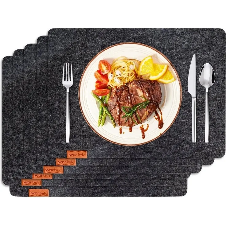 wortek Platzset Tischset 4-teilig Platzset aus Filz Platzdeckchen, (Set, 6-St, 6), waschbare Tisch-Untersetzer Teller-Untersetzer (44 x 32 cm)
