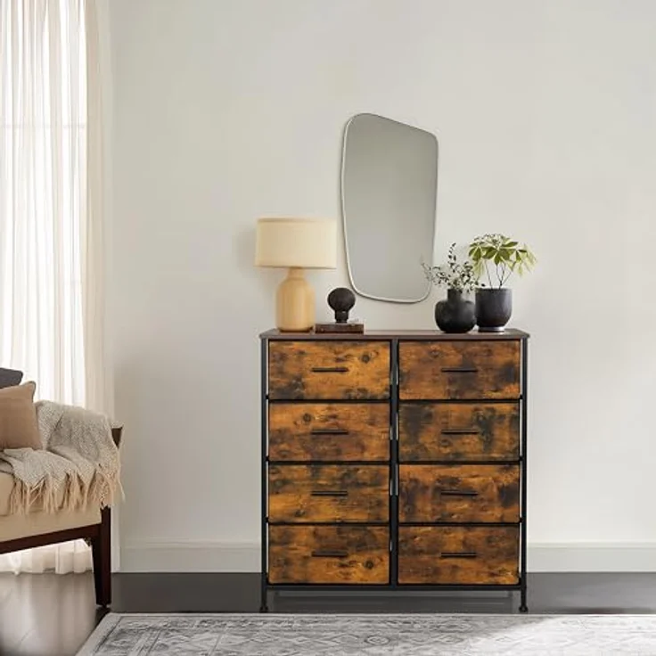 hjh LIVING Kommode mit 8 Schubladen RAGALA Light 80 x 30 x 82 cm Regalsystem Sideboard für Wohnzimmer Schlafzimmer Flur, Räuchereiche – Bild 6