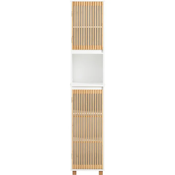 SoBuy BZR127-W Badezimmer-Hochschrank, MDF, Lackiert, Weiß, 30 x 145 x 30 cm