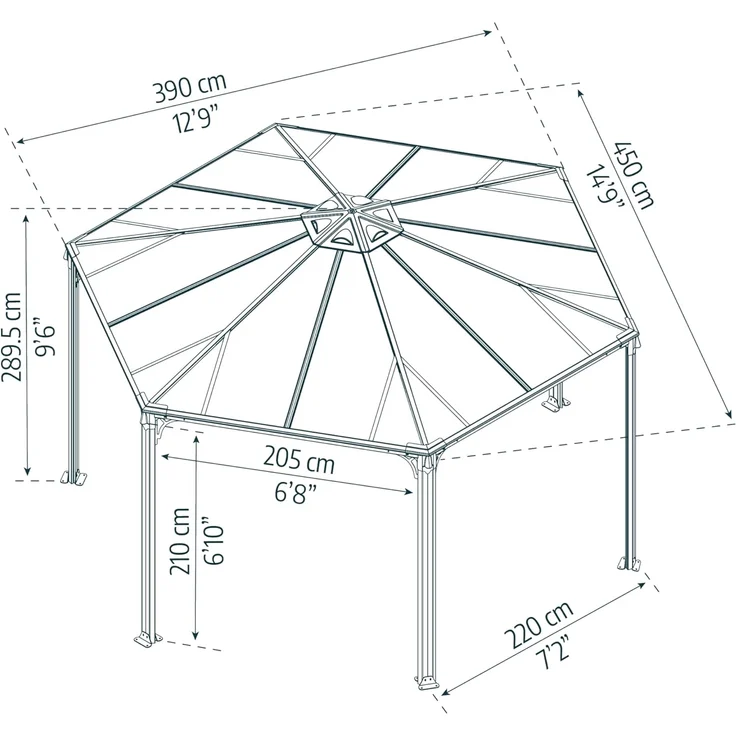 Palram - Canopia Aluminium Pavillon Monaco 6-eckig – Bild 8