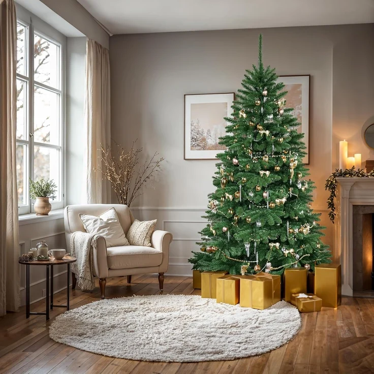 QLS Künstlicher Weihnachtsbaum NK13, Fichtenbaum, Tannenbaum mit Ständer 120-250 cm Christbaum Wohnzimmer – Bild 3