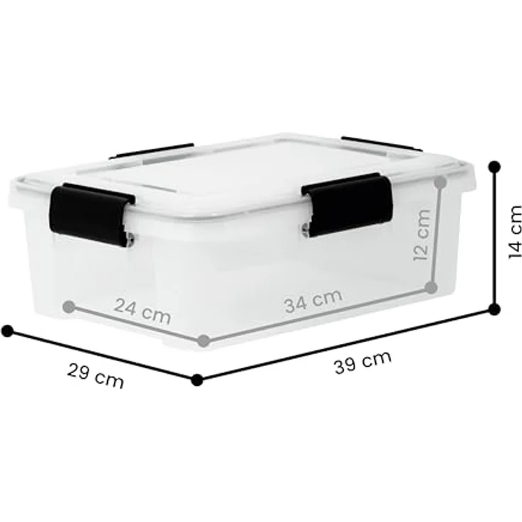 Iris Ohyama Luftdichte Kunststoff-Aufbewahrungsboxen mit Deckel, 10L, 3er-Set, Transparent, Hermetischer wasserdichter Verschluss, Robuste Schnappverschlüsse, Stapelbar, Staubschutz, BPA-frei, AT-S – Bild 3
