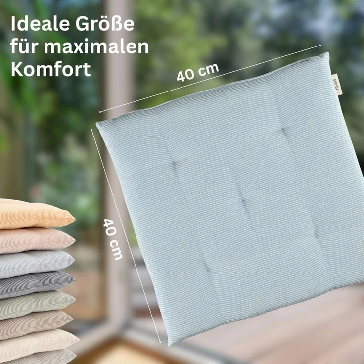 Esprit Stuhlkissen NEEDLESTRIPE Sitzkissen, 40 x 40 cm - 4er Set in Hellblau – Bild 4