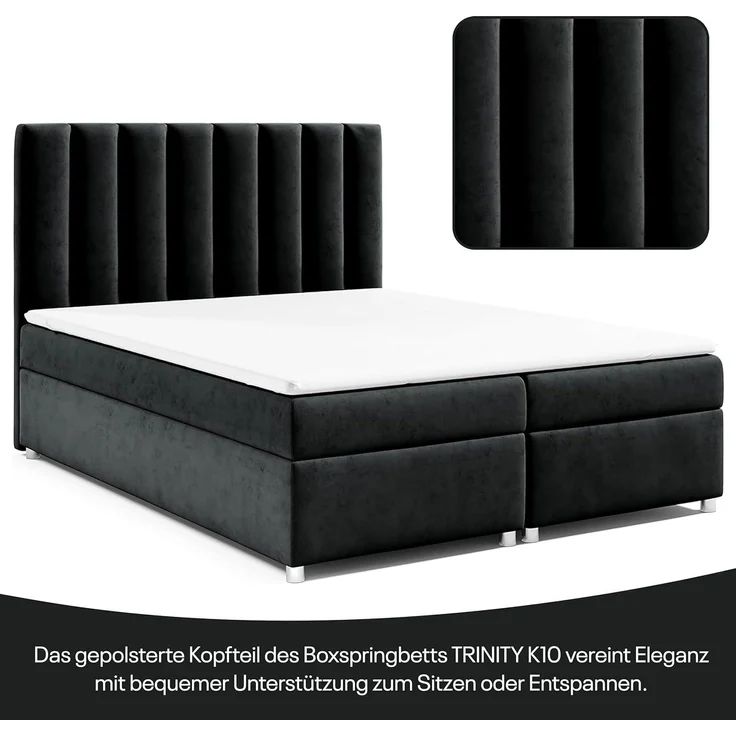 Best for Home Boxspringbett mit Bettkasten Trinity K-10 Bonellfederkern inkl. 7 cm Topper (Bonell-Matratze, gepolstertes Kopfteil, Doppelbett versch. Größen, 140x200 160x200 180x200 200x200 cm), Handwerksqualität, TOP Preis-Leistungs-Verhältnis – Bild 3