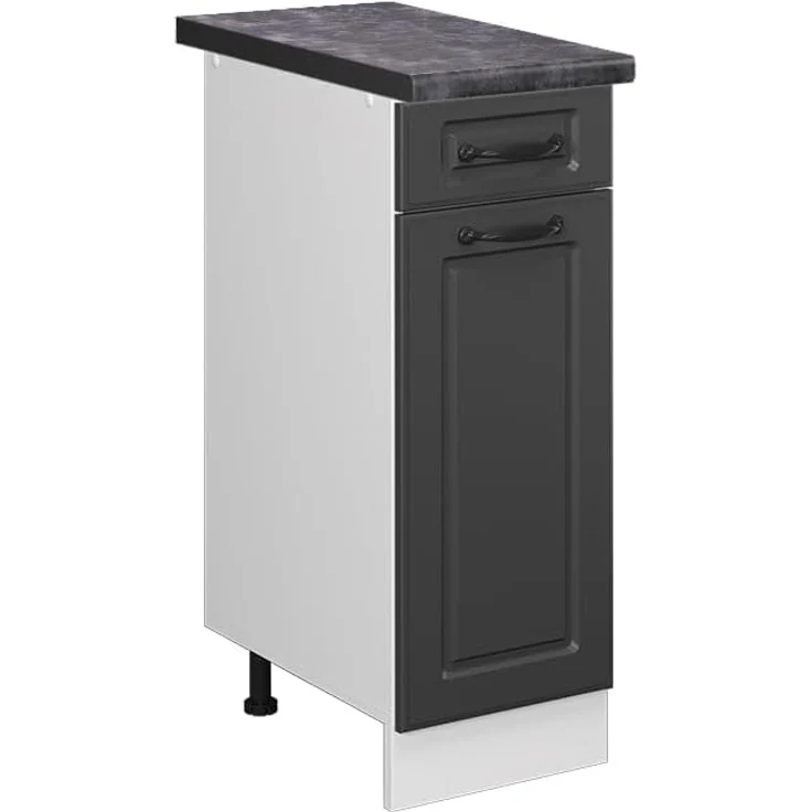 Vicco Küchenunterschrank R-Line, Anthrazit Landhaus/Weiß, 30 cm, AP Anthrazit