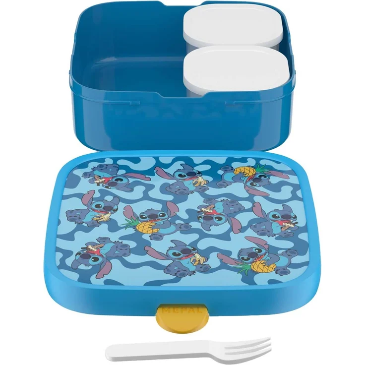 Mepal 'Campus' Brotdose Groß inklusive 2 auslaufsicheren Bento Fächern & Gabel, Kunststoff Stitch, 1250 ml – Bild 2