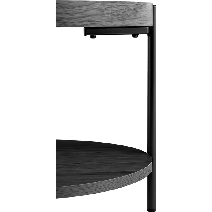 CLP Couchtisch Corbitan rund aus Holz 2 Ebenen Metallgestell schwarz,grau Ø 50 cm – Bild 6