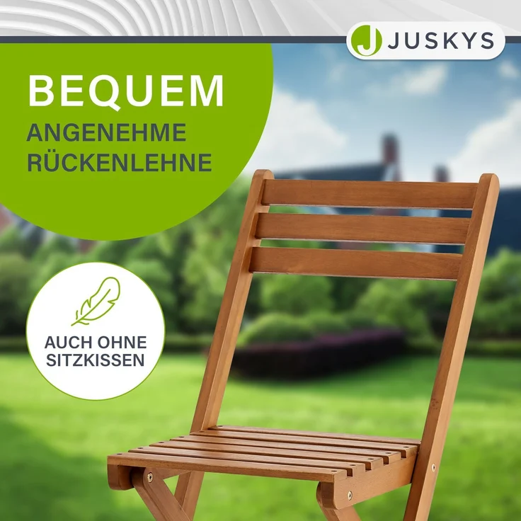 Juskys 'Bala' Balkonmöbel Set - Sitzgruppe 3 teilig für 2 Personen, klappbar, Akazienholz natur, 60 x 56 x 72 cm – Bild 8