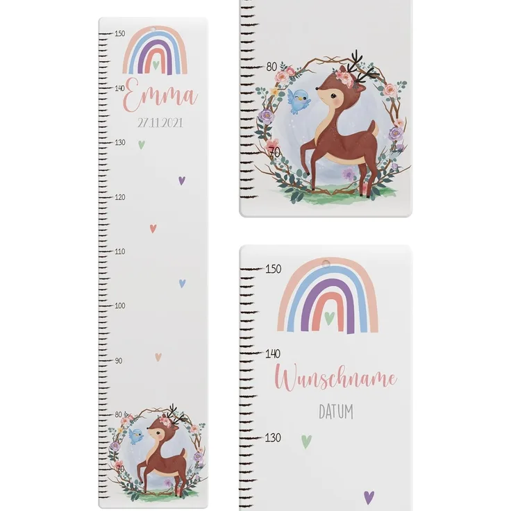 KIDSMOOD - Messlatte für Kinderzimmer Personalisiert, 70-140 cm - Messlatte Kinder Holz personalisiert Mit Namen für Baby- & Kleinkinderzimmer - Individuelles Geschenk für Kinder und Babys zum Geburt