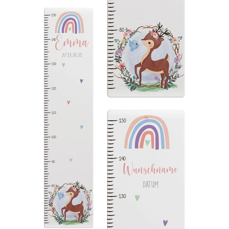 KIDSMOOD - Messlatte für Kinderzimmer Personalisiert, 70-140 cm - Messlatte Kinder Holz personalisiert Mit Namen für Baby- & Kleinkinderzimmer - Individuelles Geschenk für Kinder und Babys zum Geburt