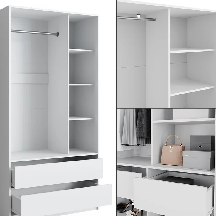 Kleiderschrank Elmo Weiß 200 x 200 cm 2er Set Vicco – Bild 6