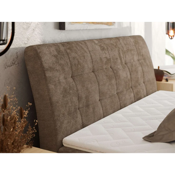 Boxspringbett DAGOS 180 x 200 cm mit Kopfteil, Lattenrost und Stauraum – Doppelbett mit Matratze & Topper T25 , stabile Konstruktion, Bettkasten, modernes Design - Braun Schenille glatt - H3 – Bild 3