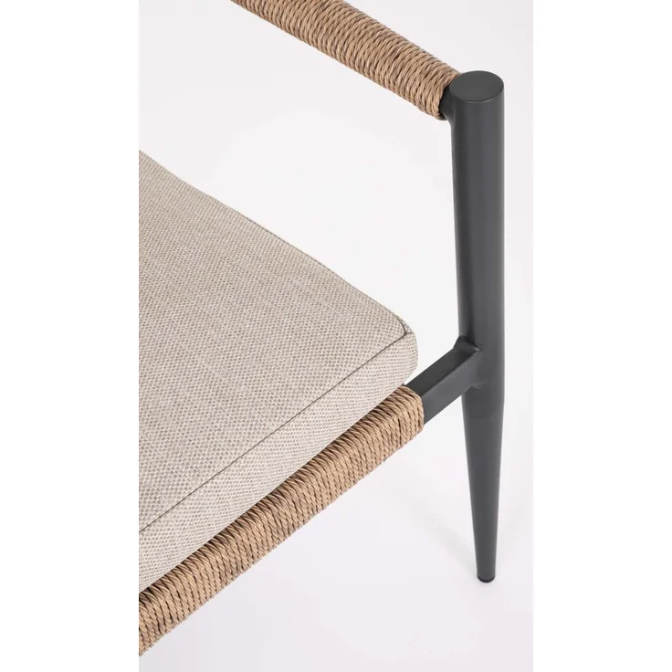 Garten-Set Jandia Aluminium Rattan, modern skandinavisch, anthrazit natur, mit Kissen für 4 Personen – Bild 4