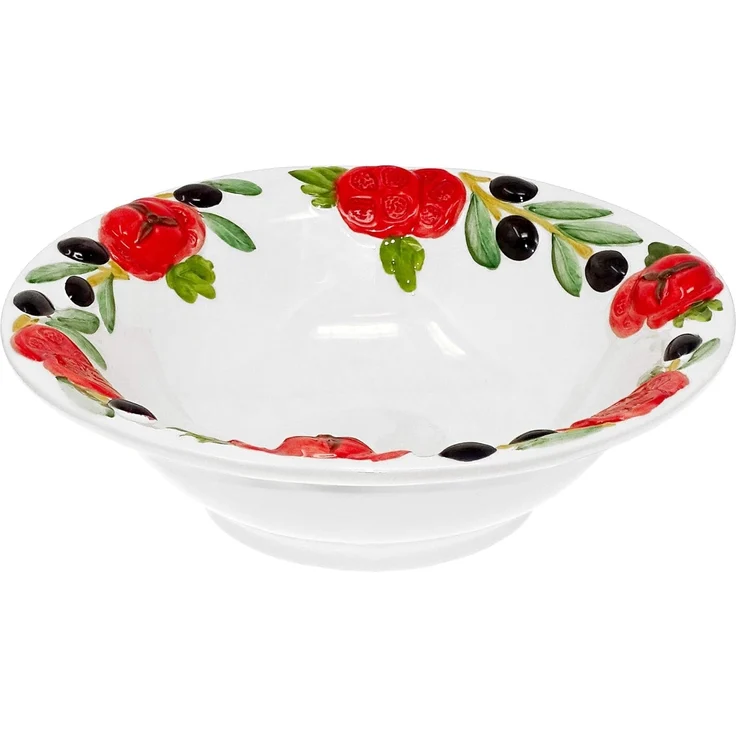 Lashuma Obstschale Tomate Olive, Keramik, (1-tlg), Pasta Schüssel rund Ø 27 mit Relief Dekor – Bild 8
