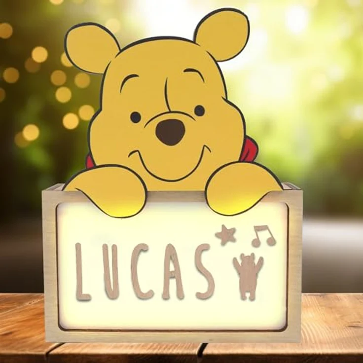 WONDEE Offizielle Disney Winnie Puuh Lampe Personalisierte - Nachtlicht Baby und Kinder Winnie Puuh, Geschenke zur Geburt, Taufgeschenke für Madchen Personalisierte Geschenke Baby, Disney Geschenk – Bild 1