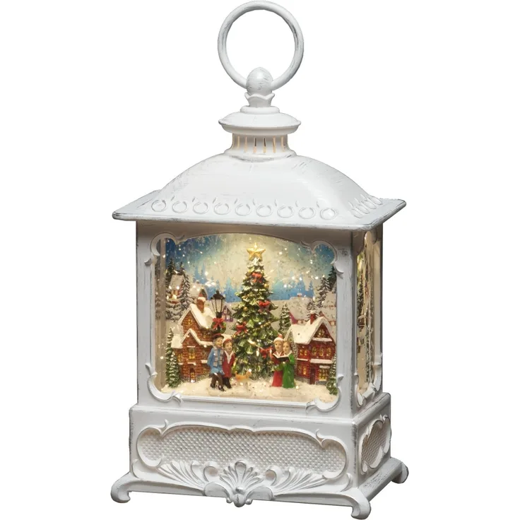 Konstsmide LED Wasserlaterne weiß Weihnachtsmarkt 13,5cm x 8,5cm x 25cm