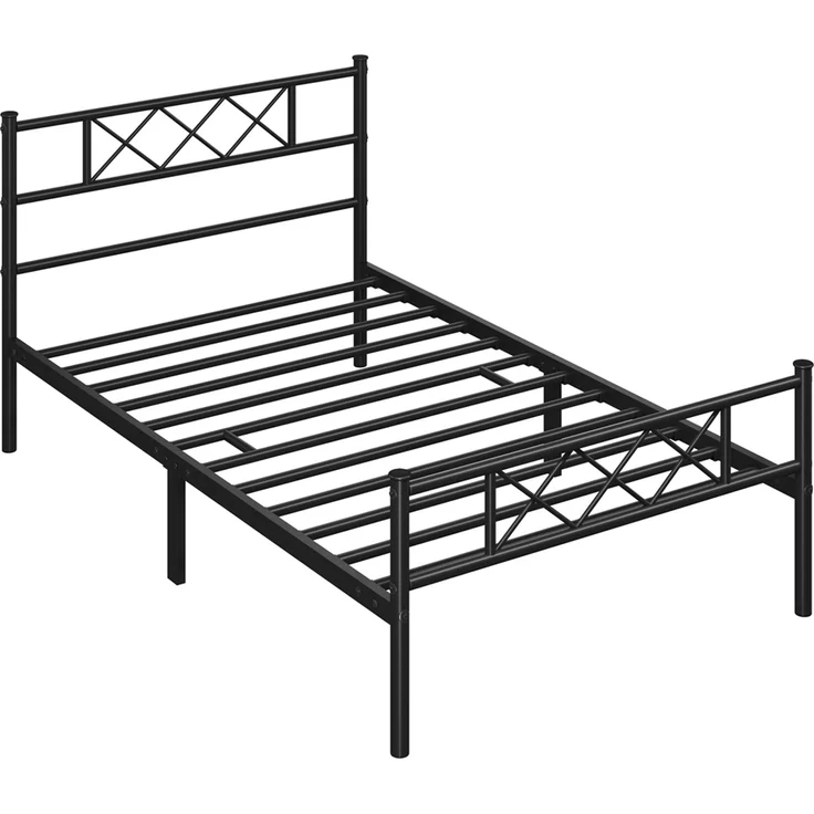 Yaheetech Bettgestell Metallbett mit Lattenrost, mit Kopfteil, 90x200cm – Bild 1