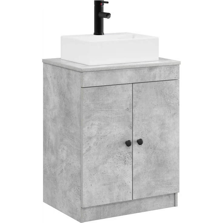 vidaXL Waschbeckenschrank Betongrau 54 x 41 x 99,5 cm Holzwerkstoff 3404253 – Bild 2
