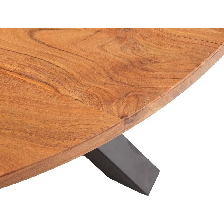 CruzarEsstisch rund Ø120 cm aus Akazienholz mit Metallgestell Kreuzfuß Landhausstil Küchentisch Esszimmertisch Holztisch robust – Bild 3