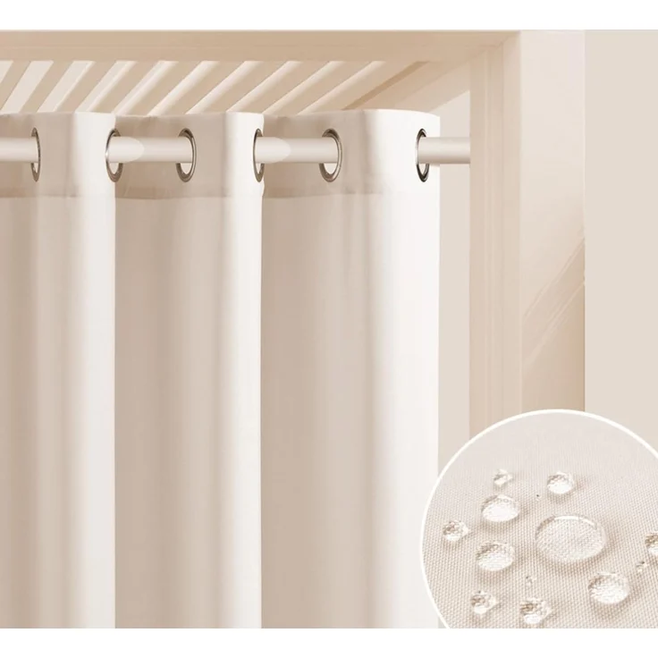 ROOM99 Outdoorvorhäng mit Ösen Garden Line 155x220 cm Breite x Höhe Outdoor Vorhang wetterfest Wasserdicht Sichtschutz Sonnenschutz Gardinen Garten Winddicht Helle Creme, 1 Stück – Bild 1