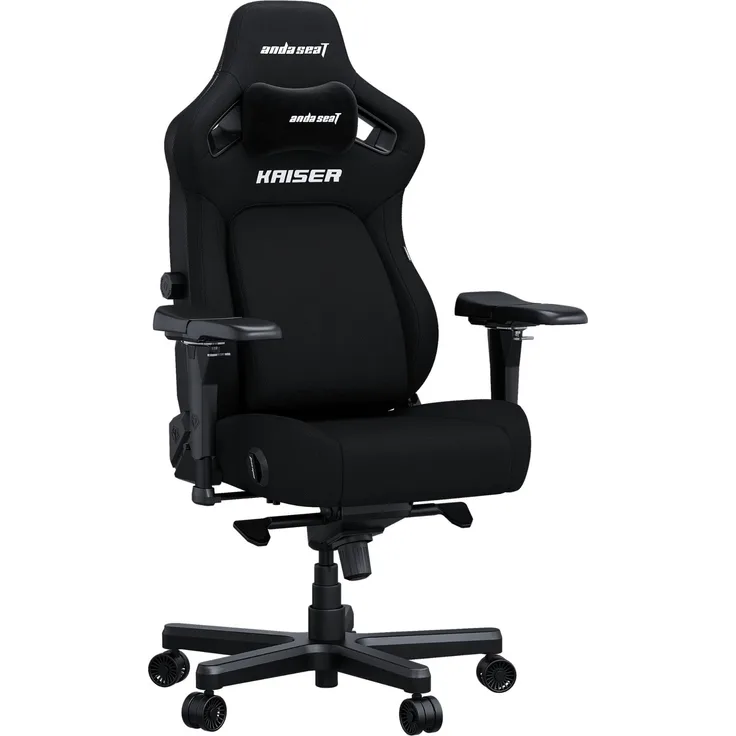 Anda Seat Kaiser 4 Gaming Stuhl Ergonomisch - Großer Gamerstuhle für Erwachsene mit 4-Stufen LendenwirbelstüTZE, Leinenstoff, Nacken- & Rückenstütze, Gamer Stuhl Schwarz Stoff