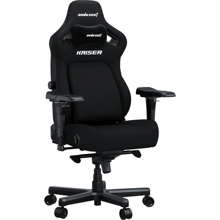 Anda Seat Kaiser 4 Gaming Stuhl Ergonomisch - Großer Gamerstuhle für Erwachsene mit 4-Stufen LendenwirbelstüTZE, Leinenstoff, Nacken- & Rückenstütze, Gamer Stuhl Schwarz Stoff