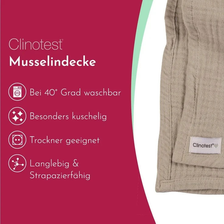 Babydecke Musselintuch für Babys 80x80cm, 100% Musselin-Baumwolle, Clinotest, waschbare Mulltücher ohne Einlaufen - saugstarke Baby Spucktücher – Bild 2